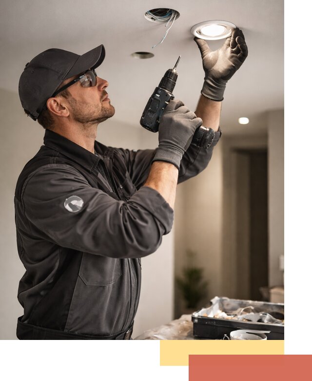 Установка точечных светильников в натяжной потолок в Кисловодске