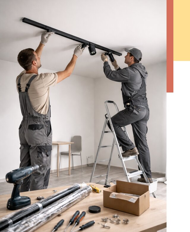 Установка трековых светильников в натяжной потолок в Кисловодске от 4491 руб. | ОТДЕЛОЧНИК-Ксл