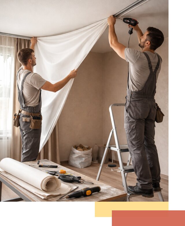 Замена полотна натяжного потолка в Кисловодске быстро и качественно