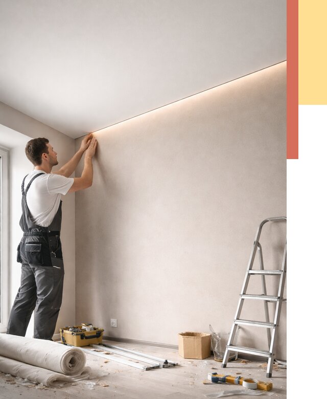 Теневые натяжные потолки в Кисловодске от 8769 руб. под ключ | ОТДЕЛОЧНИК-Ксл