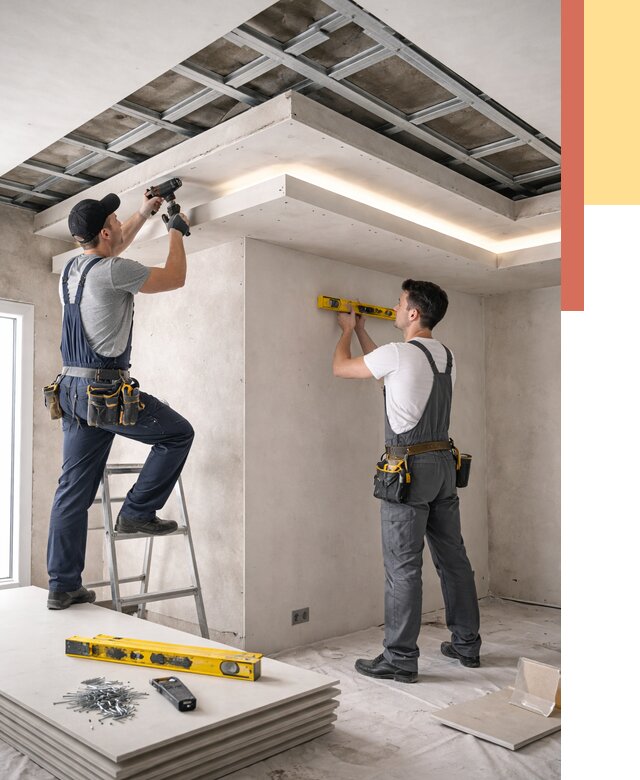 Двухуровневый потолок из гипсокартона в Кисловодске от 1551 руб. под ключ | ОТДЕЛОЧНИК-Ксл