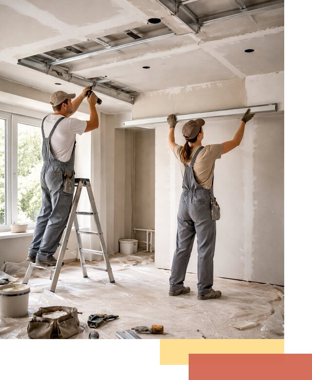 Монтаж многоуровневого потолка из гипсокартона в Кисловодске