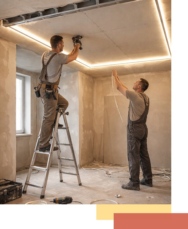 Потолок из гипсокартона с подсветкой в Кисловодске