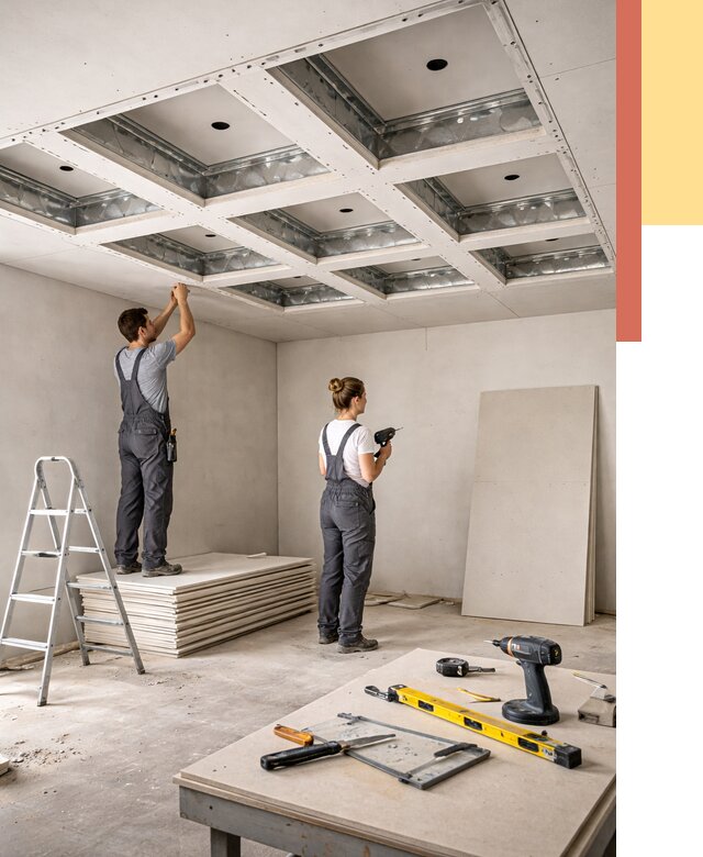 Кессонный потолок из гипсокартона в Кисловодске от 1978 руб. — монтаж и под ключ | ОТДЕЛОЧНИК-Ксл