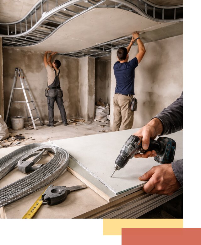 Криволинейный потолок из гипсокартона в Кисловодске — монтаж и отделка