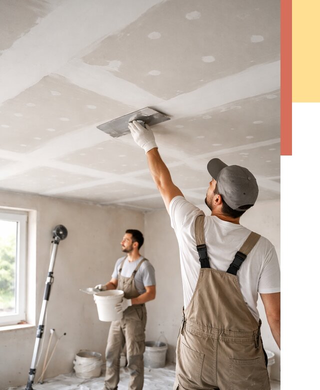 Шпаклевка потолка из гипсокартона в Кисловодске от 3422 руб./м2 — услуги под ключ | ОТДЕЛОЧНИК-Ксл