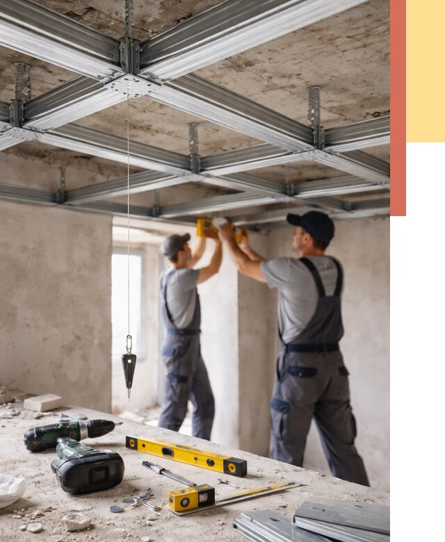 Монтаж каркаса потолка из профиля в Кисловодске от 4812 руб. — услуги ОТДЕЛОЧНИК-Ксл