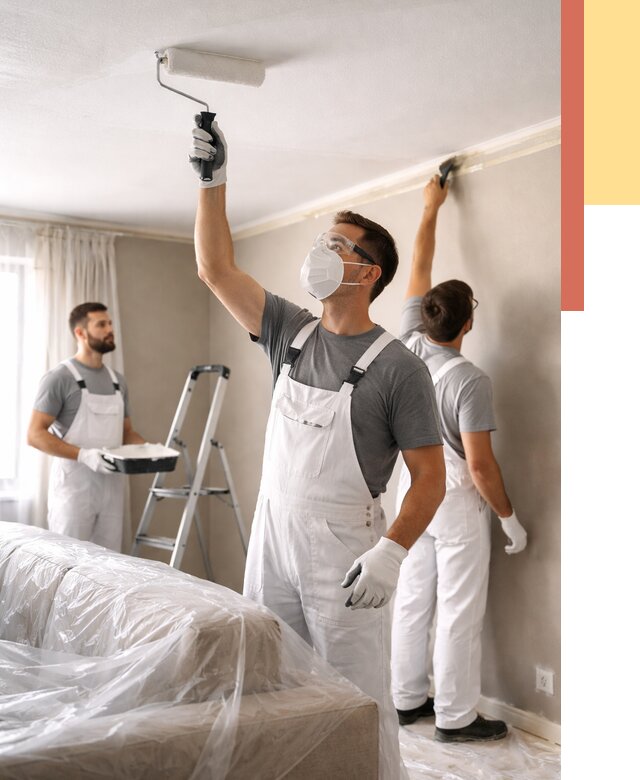 Покраска потолка водоэмельсионной краской в Кисловодске от 2353 руб/м² — услуги под ключ | ОТДЕЛОЧНИК-Ксл