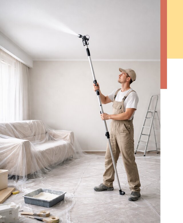 Покраска потолка краскопультом в Кисловодске от 4812 руб. быстро и недорого | ОТДЕЛОЧНИК-Ксл