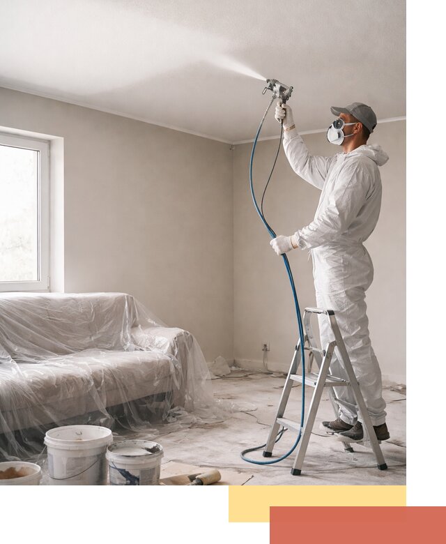 Покраска потолка краскопультом в Кисловодске быстро и качественно